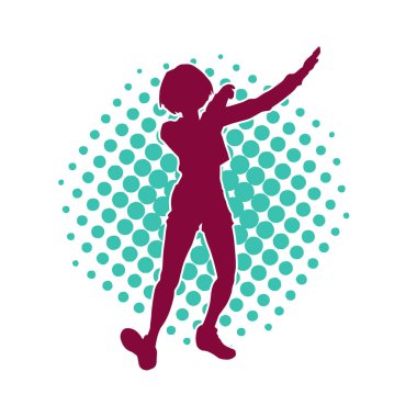 Dans eden sıradan bir kadın silueti. Dansçı bir kadının silueti..