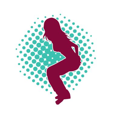 Dans eden sıradan bir kadın silueti. Dansçı bir kadının silueti..