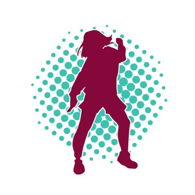 Dans eden sıradan bir kadın silueti. Dansçı bir kadının silueti..