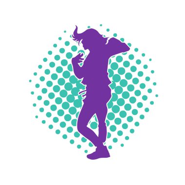 Dans eden sıradan bir kadın silueti. Dansçı bir kadının silueti..