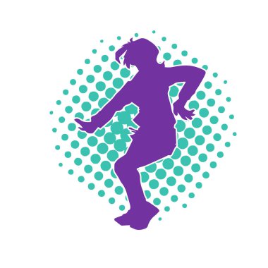 Dans eden sıradan bir kadın silueti. Dansçı bir kadının silueti..