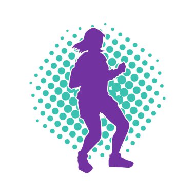 Dans eden sıradan bir kadın silueti. Dansçı bir kadının silueti..