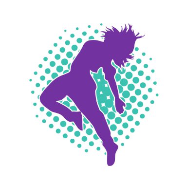 Dans eden sıradan bir kadın silueti. Dansçı bir kadının silueti..