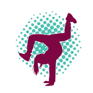 Poz veren bir erkek dansçının silueti. Dans eden bir adamın silueti.