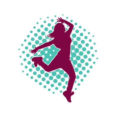 İnce bir kadın dans pozu silueti. Aerobik hareket eden bir kadının silueti..