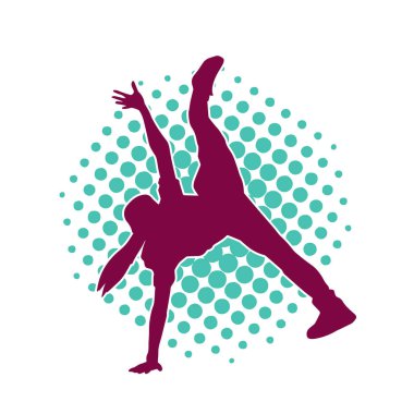 Poz veren bir erkek dansçının silueti. Dans eden bir adamın silueti.