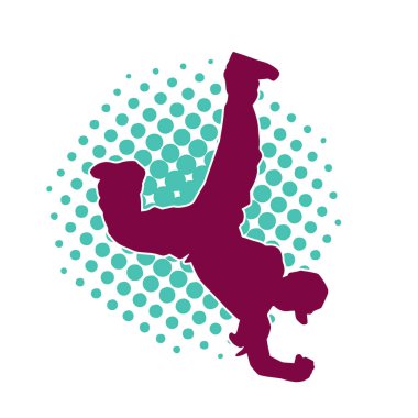 Poz veren bir erkek dansçının silueti. Dans eden bir adamın silueti.