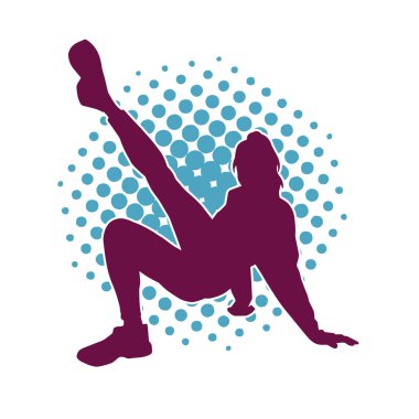 İnce bir kadın dans pozu silueti. Aerobik hareket eden bir kadının silueti..