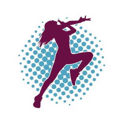 Aerobik hareket yapan bir kadının silüeti. Spor salonunun silueti spor yapıyor..