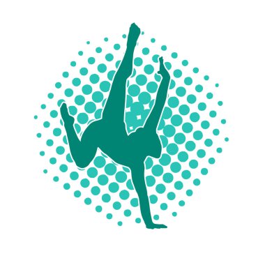 Hareketli bir kadın balerin silueti. Dans eden balerin kızın silueti..