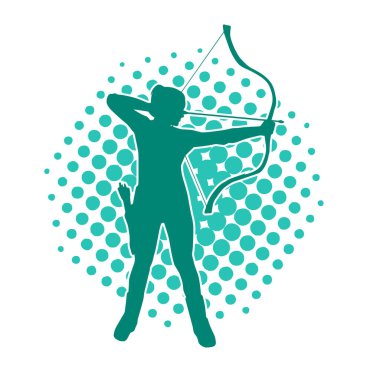 Dişi okçu bir dövüşçünün silueti ok ve yayla pozisyonunu alıyor..