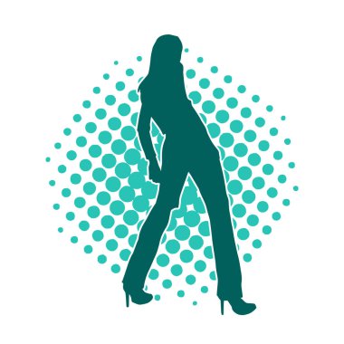 Dar kıyafetli genç, zayıf bir kadın modelin silueti. Dişi poziyonunda zayıf bir kadının silueti..