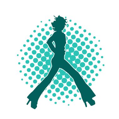 İnce bir kadın dans pozu silueti. Aerobik hareket eden bir kadının silueti..