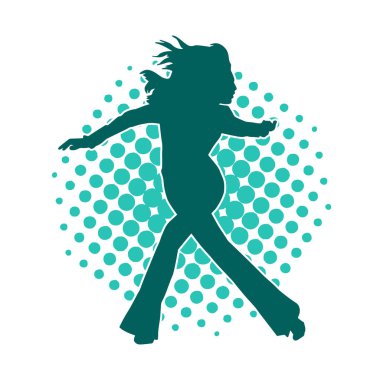 İnce bir kadın dans pozu silueti. Aerobik hareket eden bir kadının silueti..