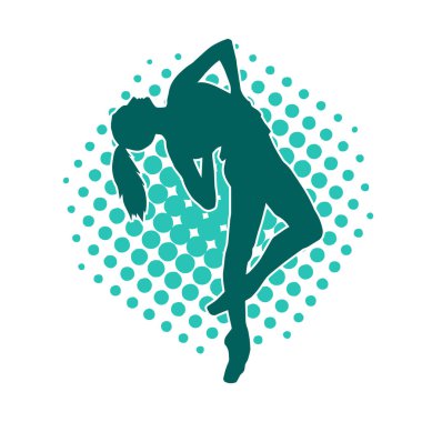 Hareketli bir kadın balerin silueti. Dans eden balerin kızın silueti..