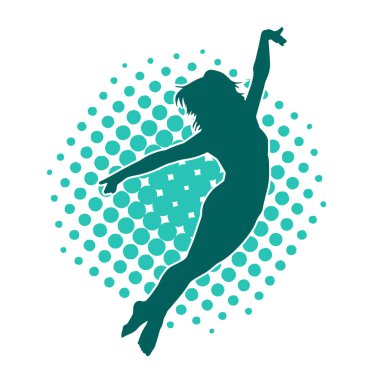 Hareketli bir kadın balerin silueti. Dans eden balerin kızın silueti..