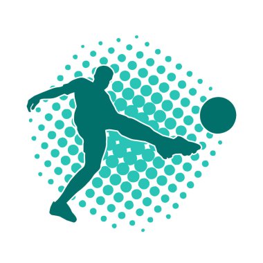 Futbol oynayan bir adamın silüeti. Hareket halindeki bir futbolcunun silueti.