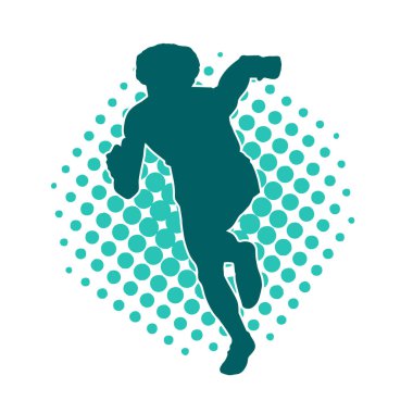 Koşu pozisyonundaki bir adamın silüeti. Siluet erkek koşusu pozu.