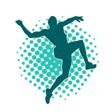 Basket oyuncusunun silueti hareket halinde. Bir erkek basket topu atleti silueti..