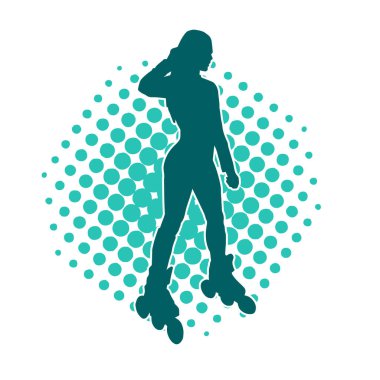 Paten kayan bir kadının silüeti. Sportif kadın silueti Tekerlekli sandalyede iyi eğlenceler.