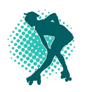 Paten kayan bir kadının silüeti. Sportif kadın silueti Tekerlekli sandalyede iyi eğlenceler.