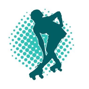 Paten kayan bir kadının silüeti. Sportif kadın silueti Tekerlekli sandalyede iyi eğlenceler.