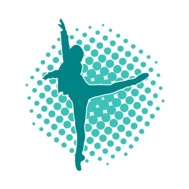 Hareketli bir kadın balerin silueti. Dans eden balerin kızın silueti..