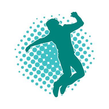 Poz veren bir erkek dansçının silueti. Dans eden bir adamın silueti.