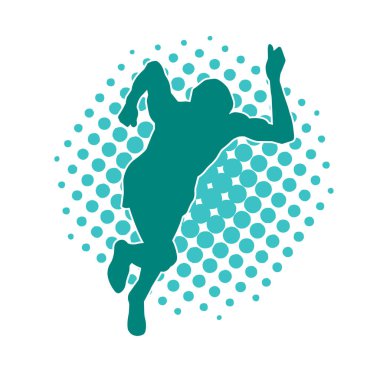 Koşu pozisyonundaki bir adamın silüeti. Siluet erkek koşusu pozu.