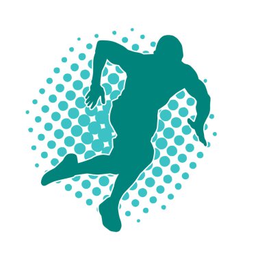 Koşu pozisyonundaki bir adamın silüeti. Siluet erkek koşusu pozu.