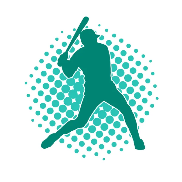 stock vector Silhouette of a male baseball batter player in action pose. Silhouette of a man athlete playing baseball sport as a batter.