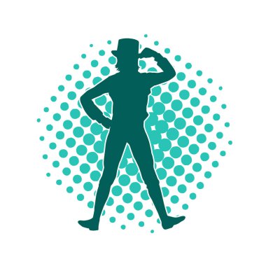 Hareketli bir kadın dansçının silueti. Mutlu dans eden bir kadının silueti..