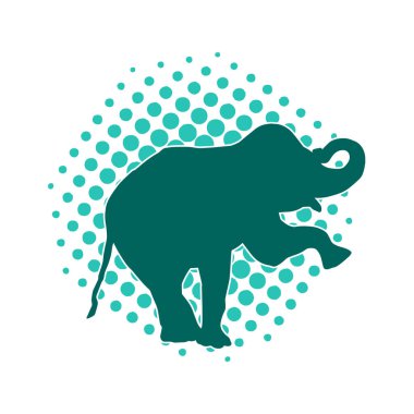 Büyük bir fil hayvanının silueti. Vahşi bir fil hayvanının silueti..