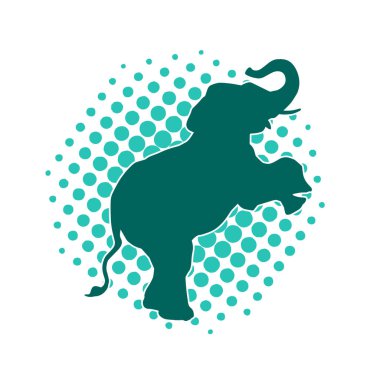 Büyük bir fil hayvanının silueti. Vahşi bir fil hayvanının silueti..