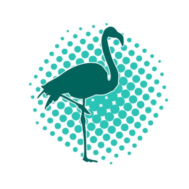 Flamingo kuşunun silueti zarif bir pozda..