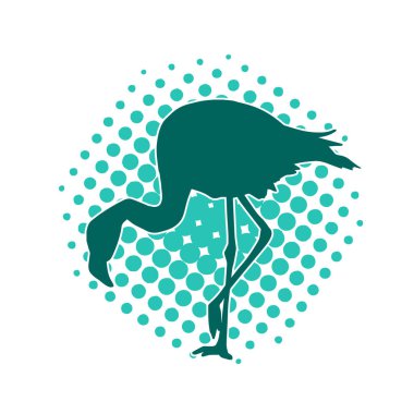 Flamingo kuşunun silueti zarif bir pozda..