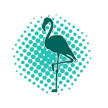 Flamingo kuşunun silueti zarif bir pozda..