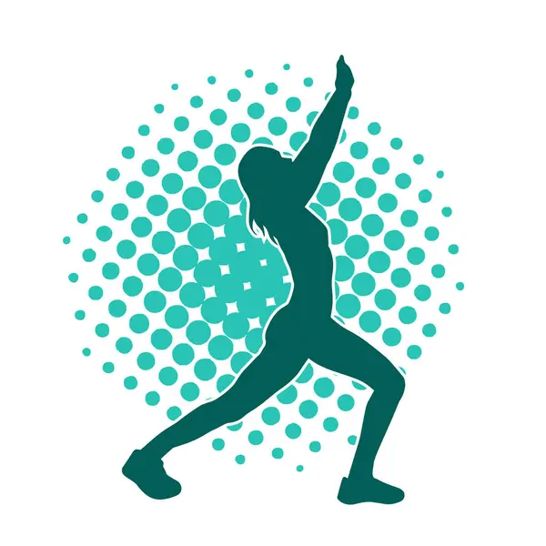 Aerobik hareket yapan bir kadının silüeti. Spor salonunun silueti spor yapıyor..