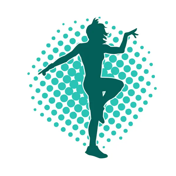 Dans eden sıradan bir kadın silueti. Dansçı bir kadının silueti..