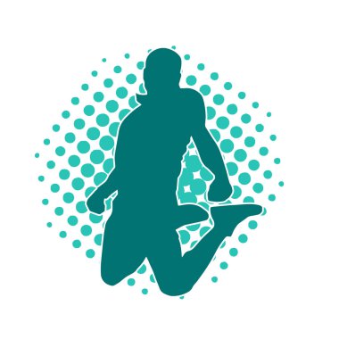 Zıplayan bir adamın silueti. Sıradan bir erkeğin silueti..