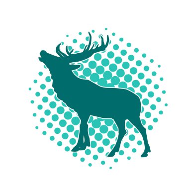 Güzel boynuzları olan vahşi bir geyik ormanının silueti.. 