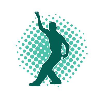 Poz veren bir erkek dansçının silueti. Dans eden bir adamın silueti.