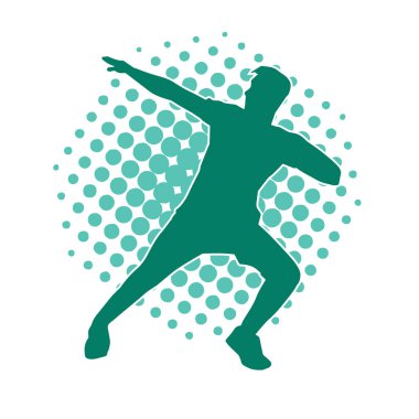 Poz veren bir erkek dansçının silueti. Dans eden bir adamın silueti.