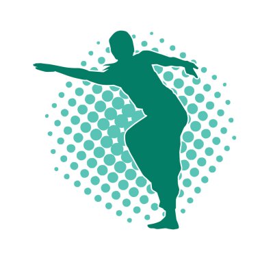 Dans eden sıradan bir kadın silueti. Dansçı bir kadının silueti..