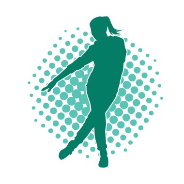 Dans eden sıradan bir kadın silueti. Dansçı bir kadının silueti..