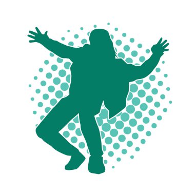 Poz veren bir erkek dansçının silueti. Dans eden bir adamın silueti.