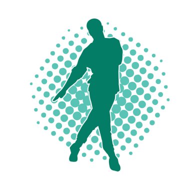 Poz veren bir erkek dansçının silueti. Dans eden bir adamın silueti.