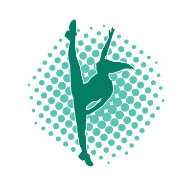 Aerobik hareket yapan bir kadının silüeti. Spor salonunun silueti spor yapıyor..