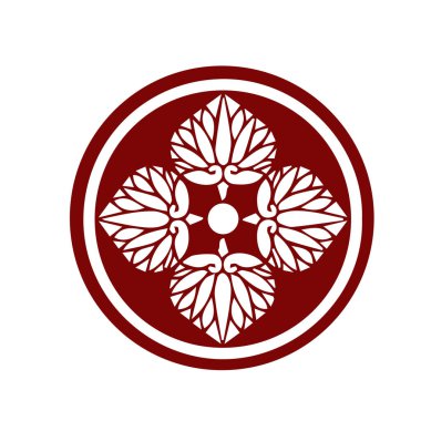 Japon klanı Kamon arması sembolü. Japon tarihi aile damgası sembolü.