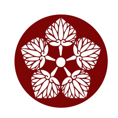 Japon klanı Kamon arması sembolü. Japon tarihi aile damgası sembolü.
